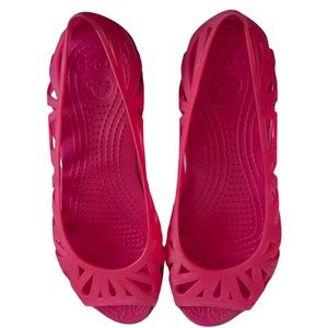 Crocs Women’s Adrina III Peep Toe Flats Sandal Candy Pink / Coral Size 7